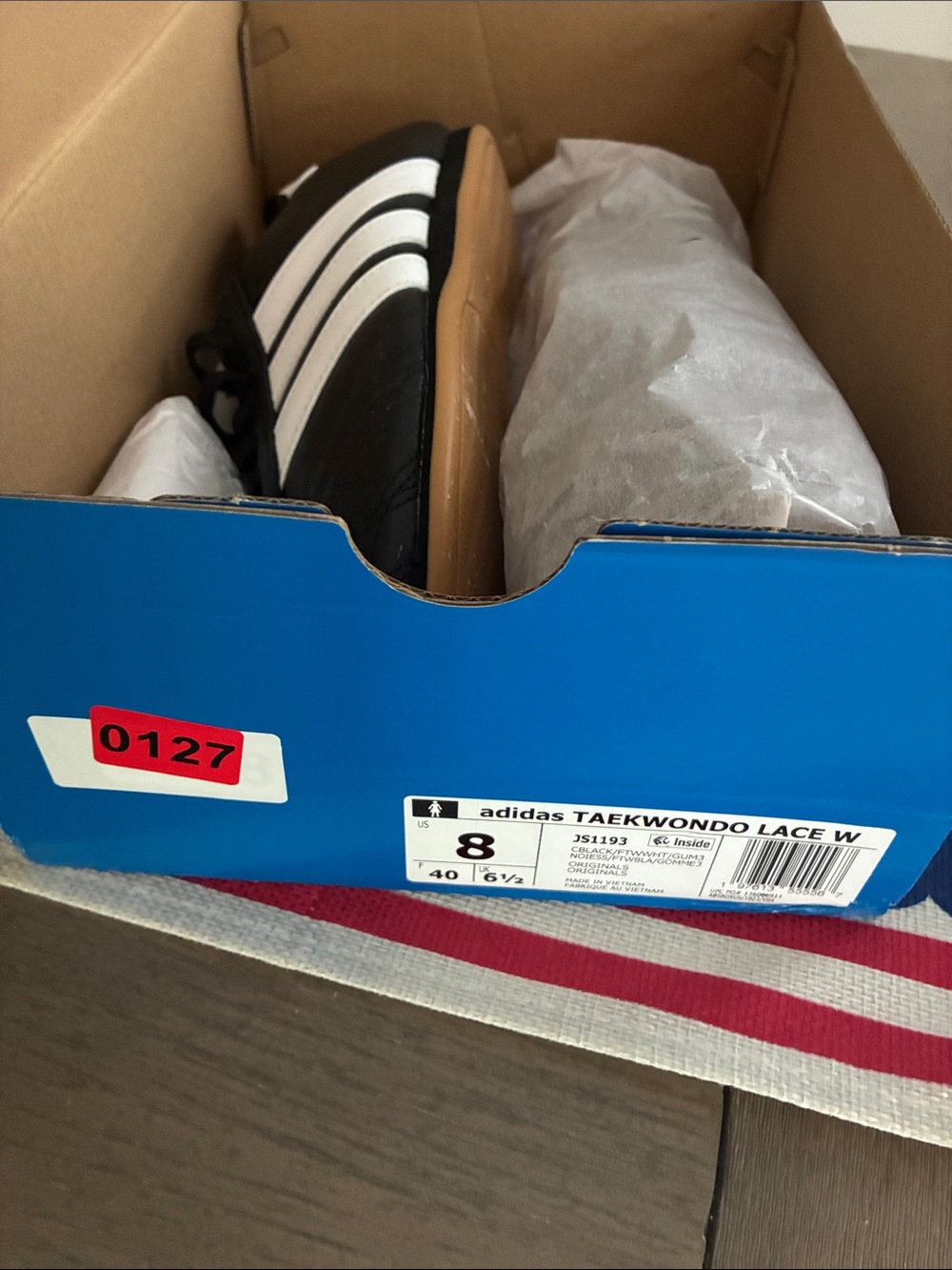 adidas Black White Taekwondo Training Shoe with Gum Sole
